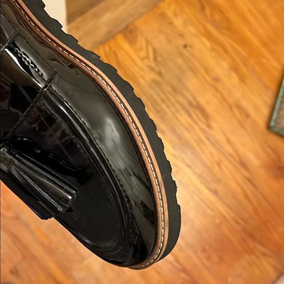 Franco Sarto Black Leather Loafers Slip-On Shoes - Picture 5 of 7